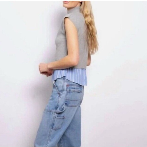 Central Park West Gray/Blue Top Size Small NWOT Revolve Brand NYC Viscose Cotton - Picture 2 of 6